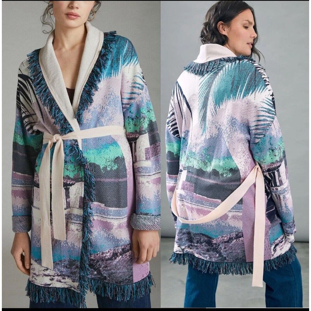 Aldo‎ Martins Anthropologie Moira Fringed Cardigan Sweater Size Small